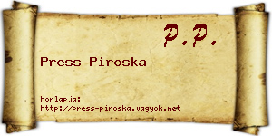 Press Piroska névjegykártya